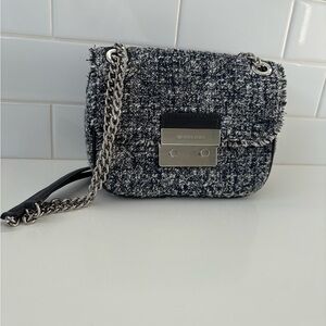 Michael Kors Black and Gray Tweed Shoulder Bag